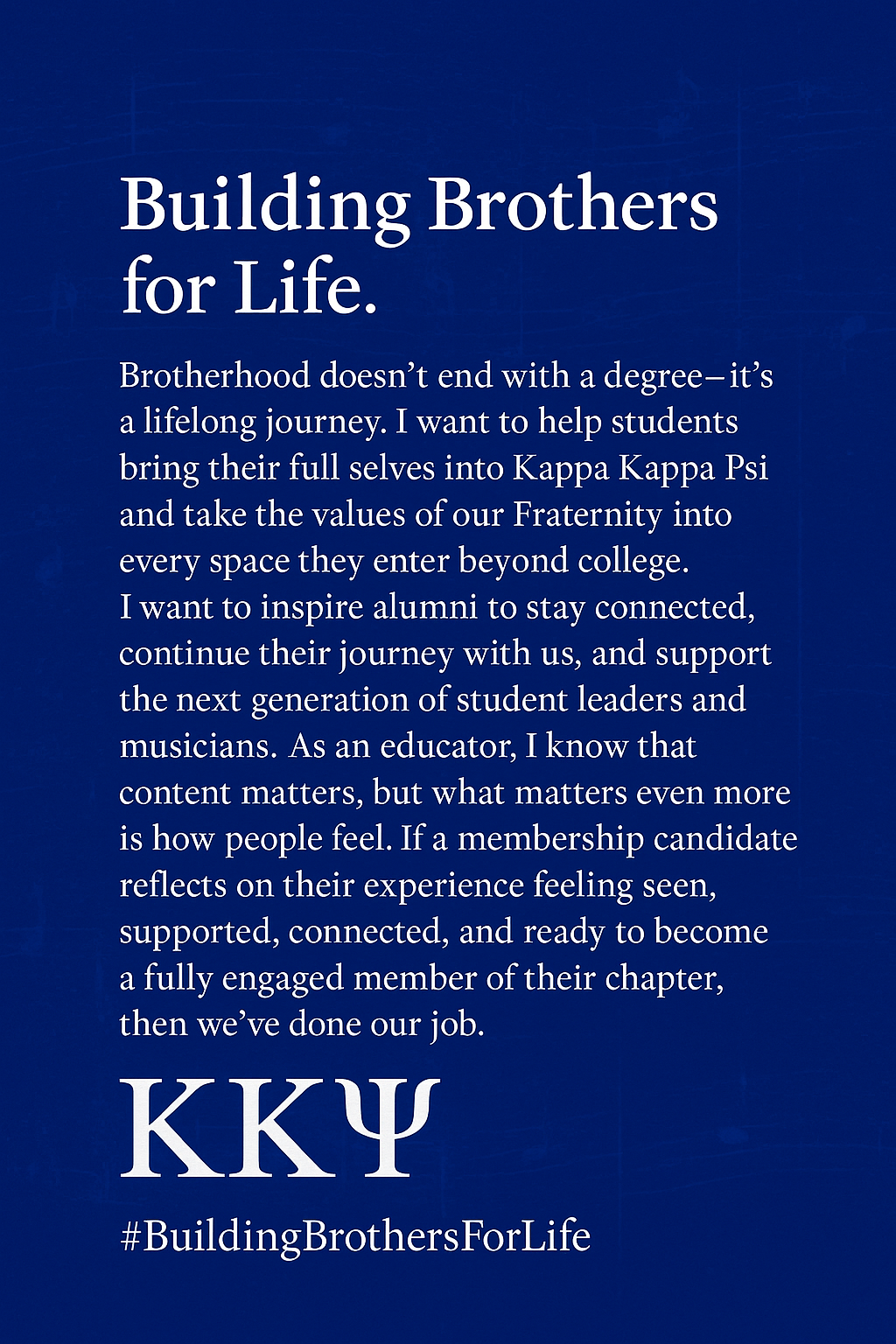 White text on royal blue background